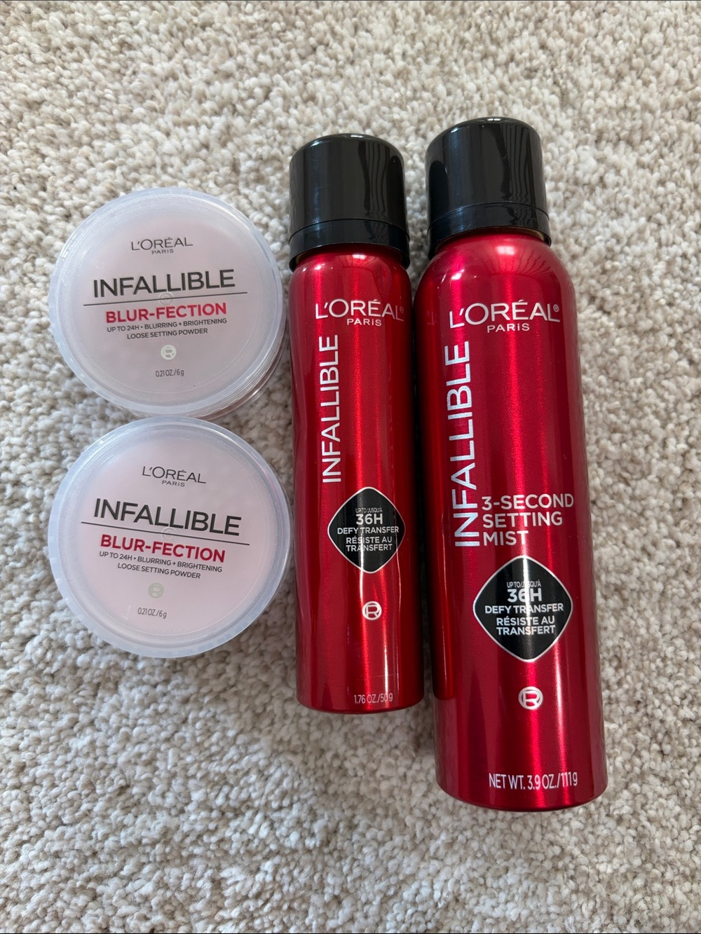 NEW L’Oréal infallible Blur Fection setting Powder & 3 second setting mist